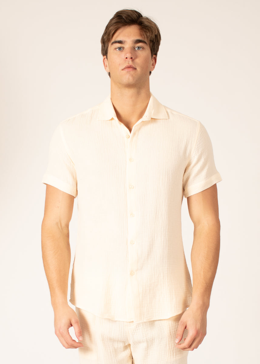 Cotton Texture Button Up Short Sleeve Dress Shirt– Bespoke Moda