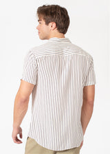 Men's Lines Button Up Short Sleeve Dress Shirt