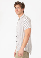 Men's Lines Button Up Short Sleeve Dress Shirt