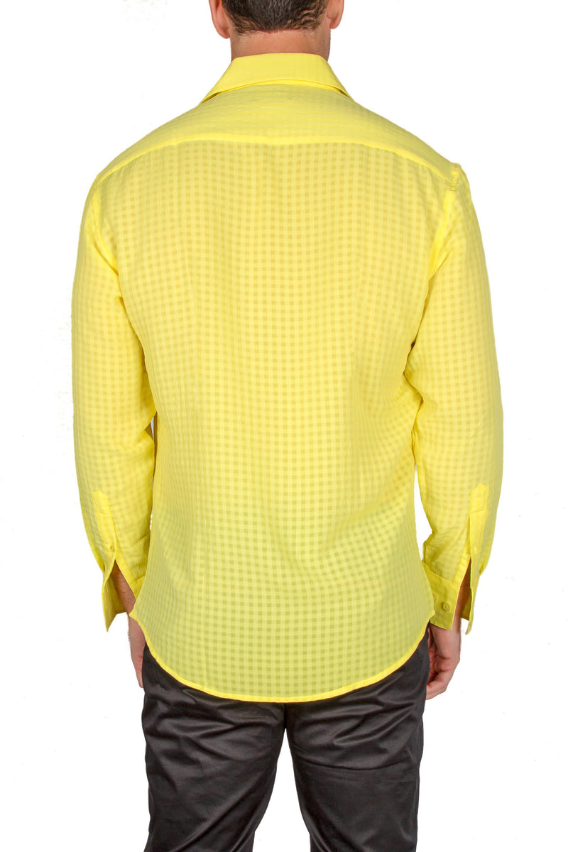 yellow and white checkered shirt