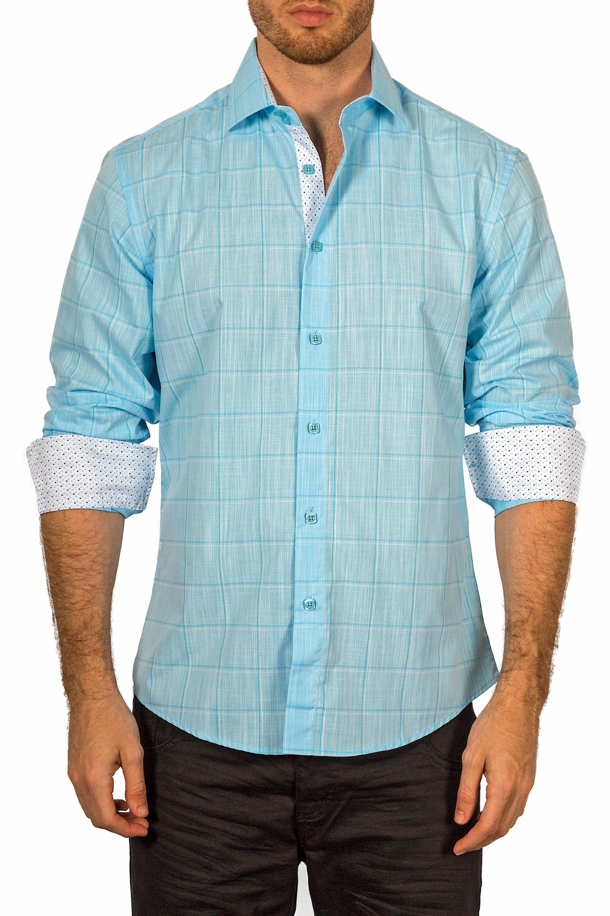 BESPOKE - Mens Turquoise Button Up Long Sleeve Dress Shirt - Modern Fit - 172653 - www.bespokemoda.com 4X / Turquoise BESPOKE - Mens Turquoise Button Up Long Sleeve Dress Shirt - Modern Fit - 172653 - www.bespokemoda.com 4X / Turquoise