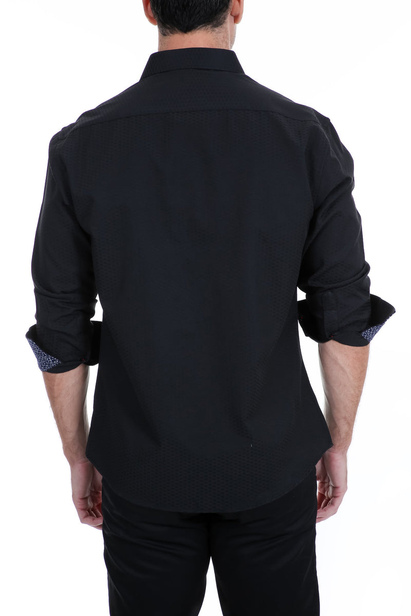 BESPOKE - Mens Black Button Up Long Sleeve Dress Shirt