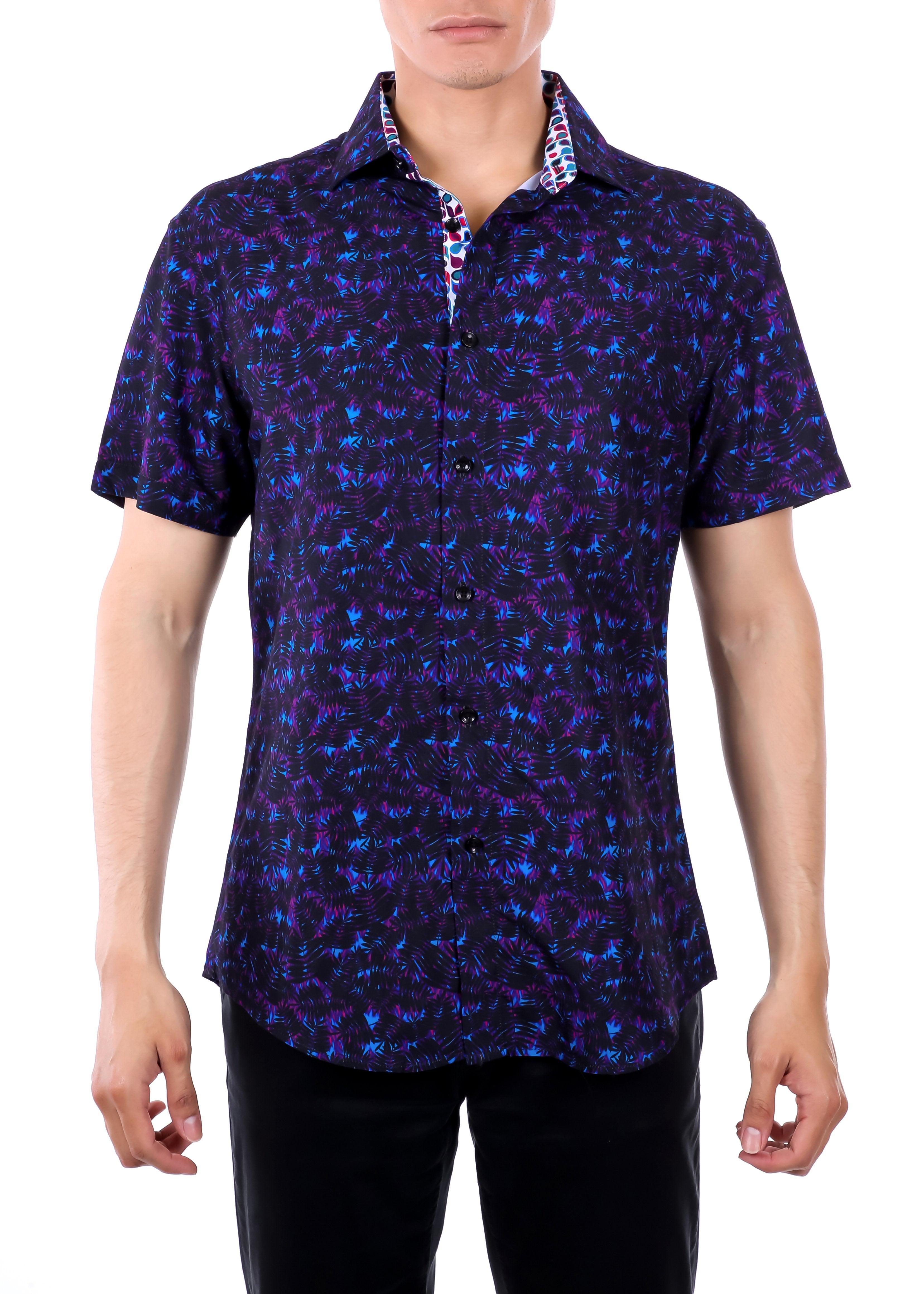 black short sleeve dress shirts for men BESPOKE - Mens Black Short Sleeve Dress Shirt - Modern Fit - 202104