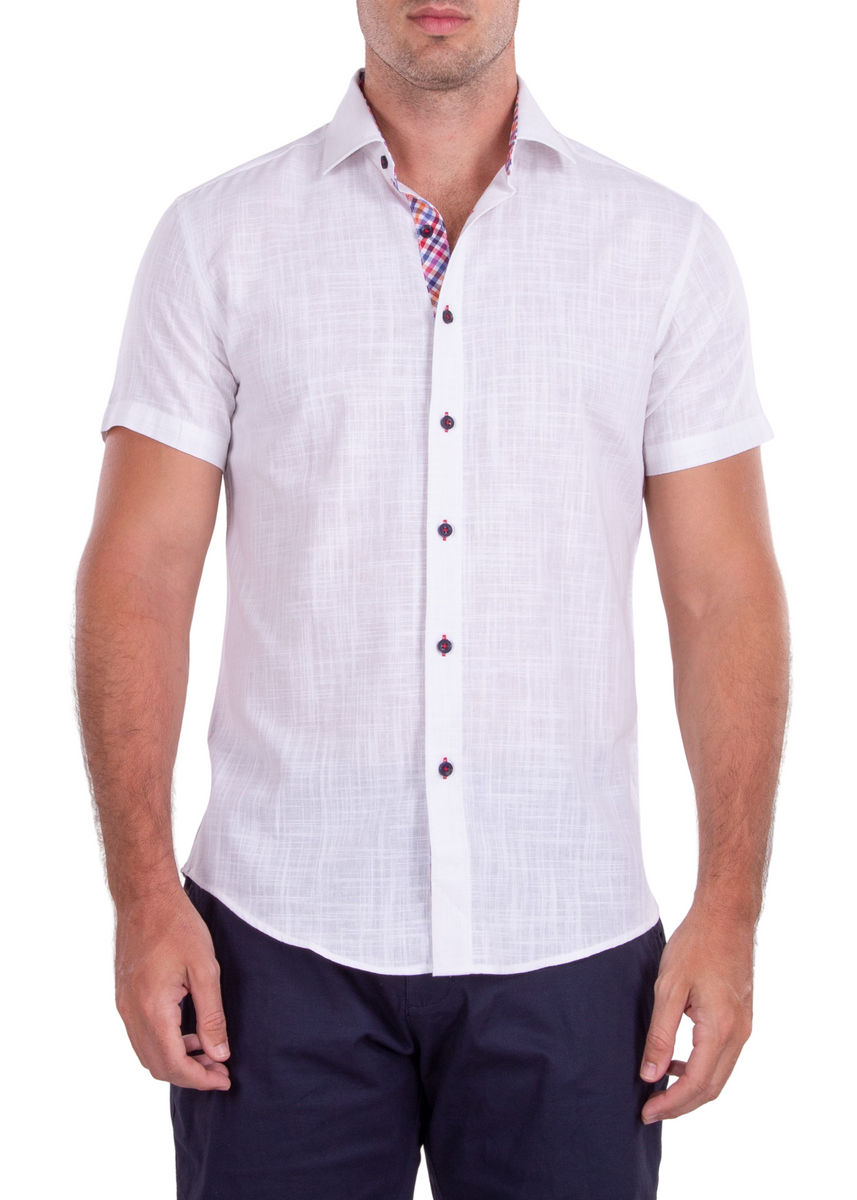 BESPOKE - Mens White Short Sleeve Dress Shirt - Modern Fit - 202120 -  www.bespokemoda.com– BESPOKE MODA