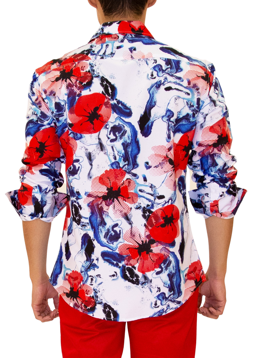 Bespoke Moda Flower Motif Long Sleeve Dress Shirt