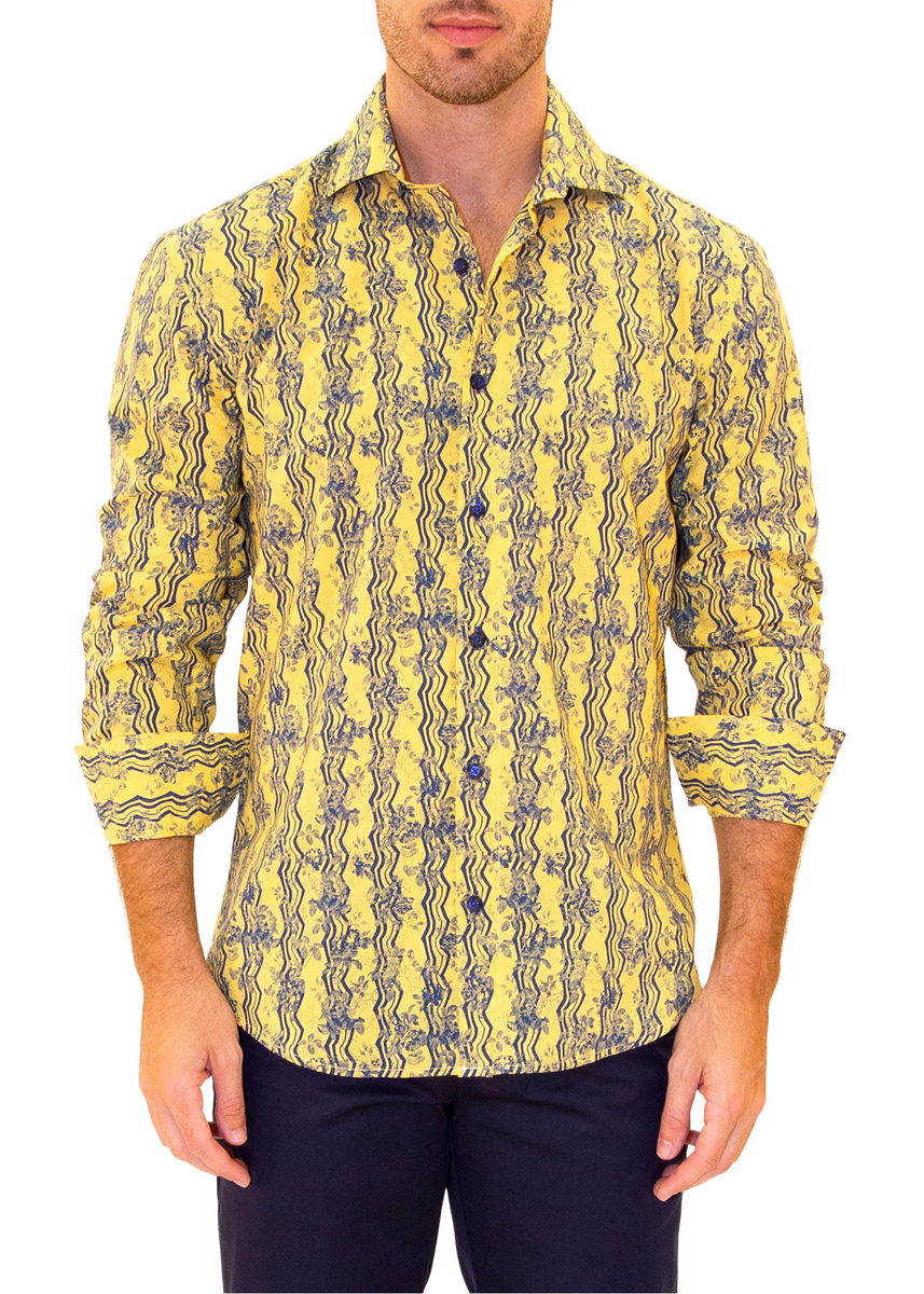 BESPOKE - Mens Yellow Short Sleeve Dress Shirt - Modern Fit