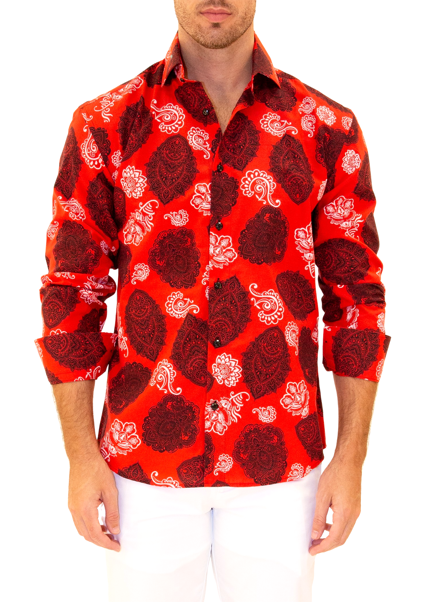 Wild West Printed Long Sleeve Dress Shirt Red Wild West Printed Long Sleeve Dress Shirt Red