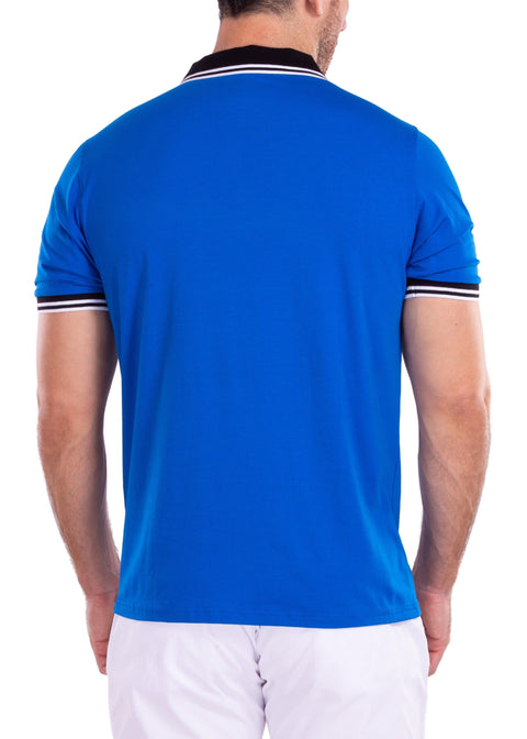 Men's Essentials Solid Blue Zipper Polo Shirt