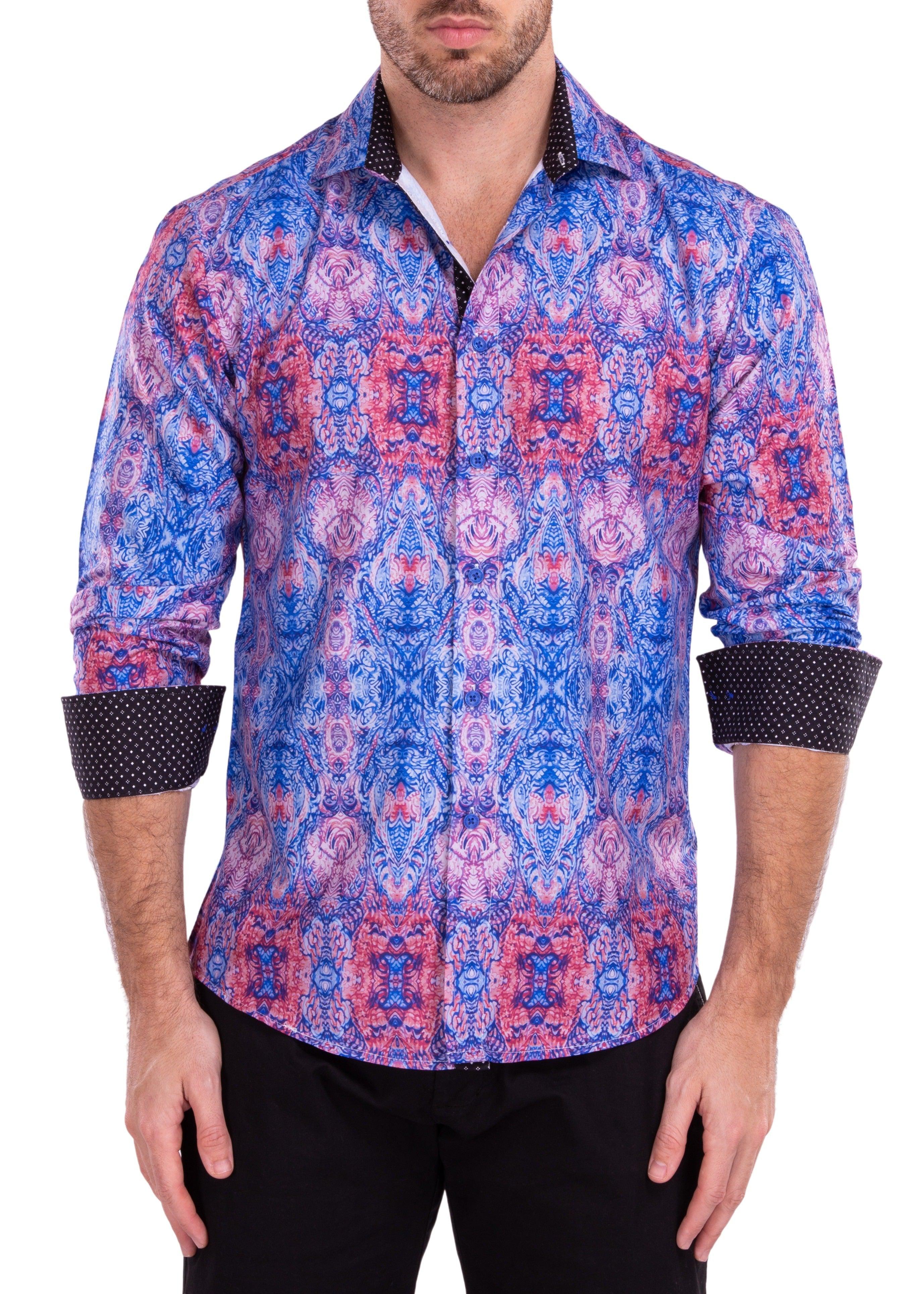 psychedelic dress shirts Psychedelic Button Down Shirt Men Festival Fashion- Colorful Shirt for Man
