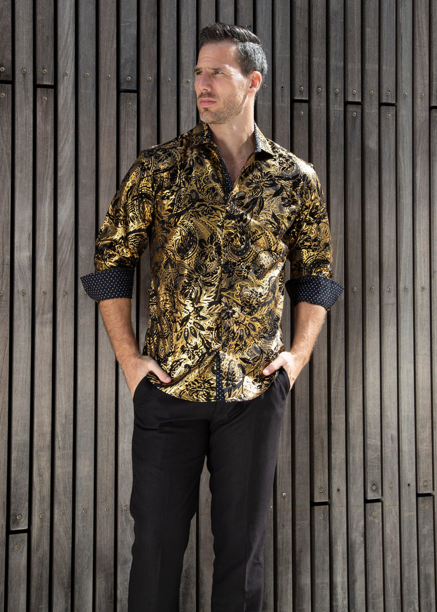 Gold store floral shirt