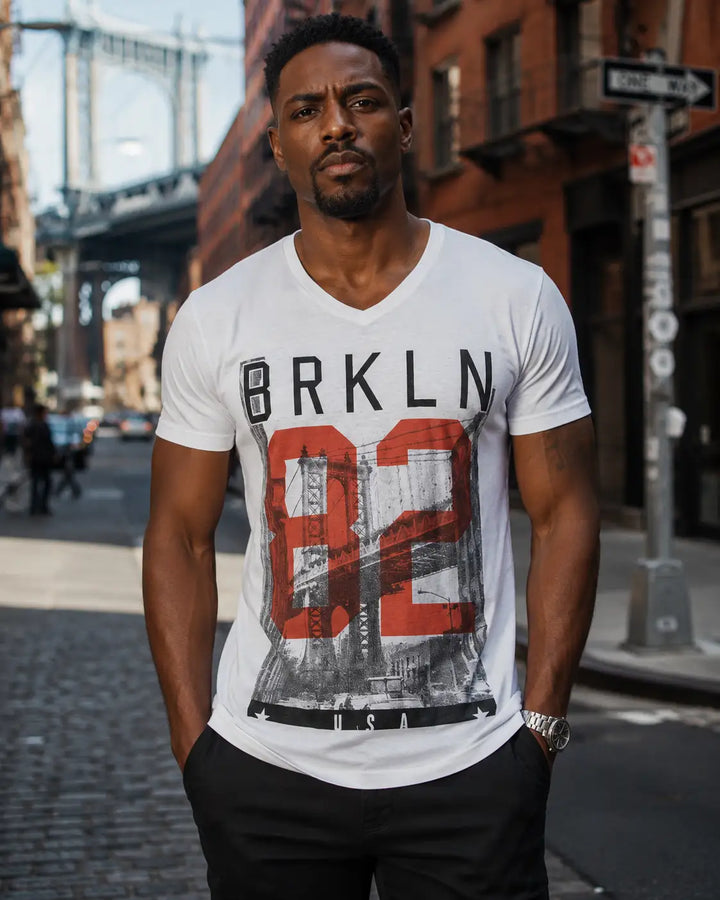 Brooklyn Overlay Graphic Tee White
