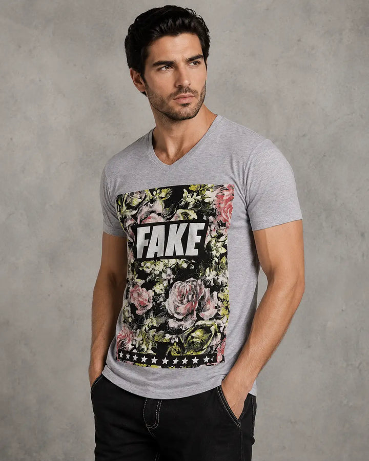 Fake News Graphic Tee Gray