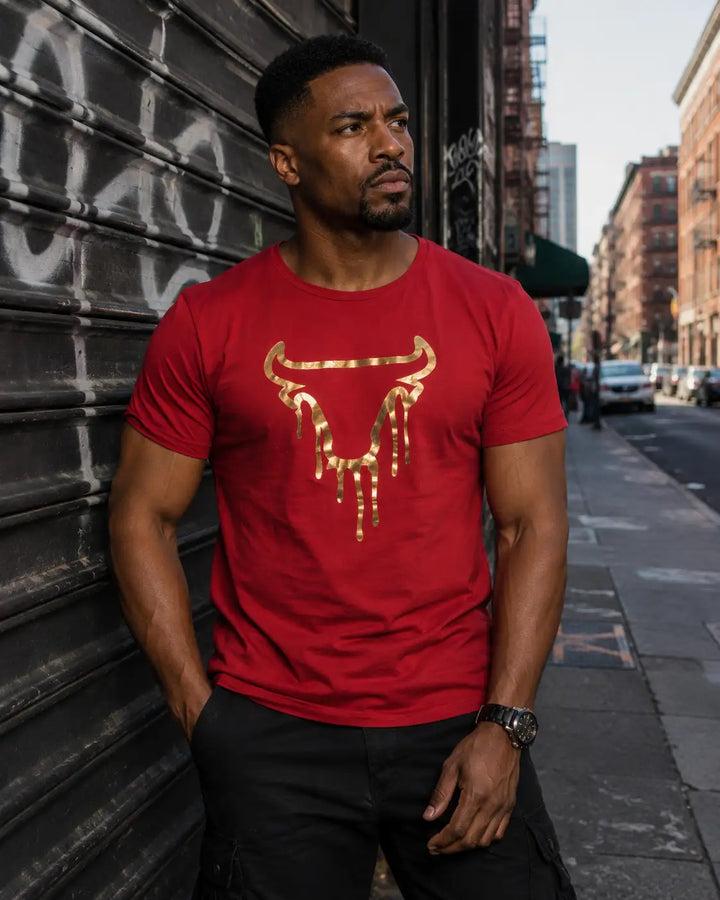 Metallic Bull Graphic Tee Red