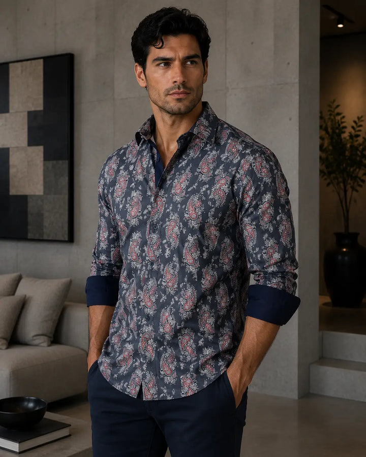 Men's Yin Yang Paisley Long Sleeve Button Up