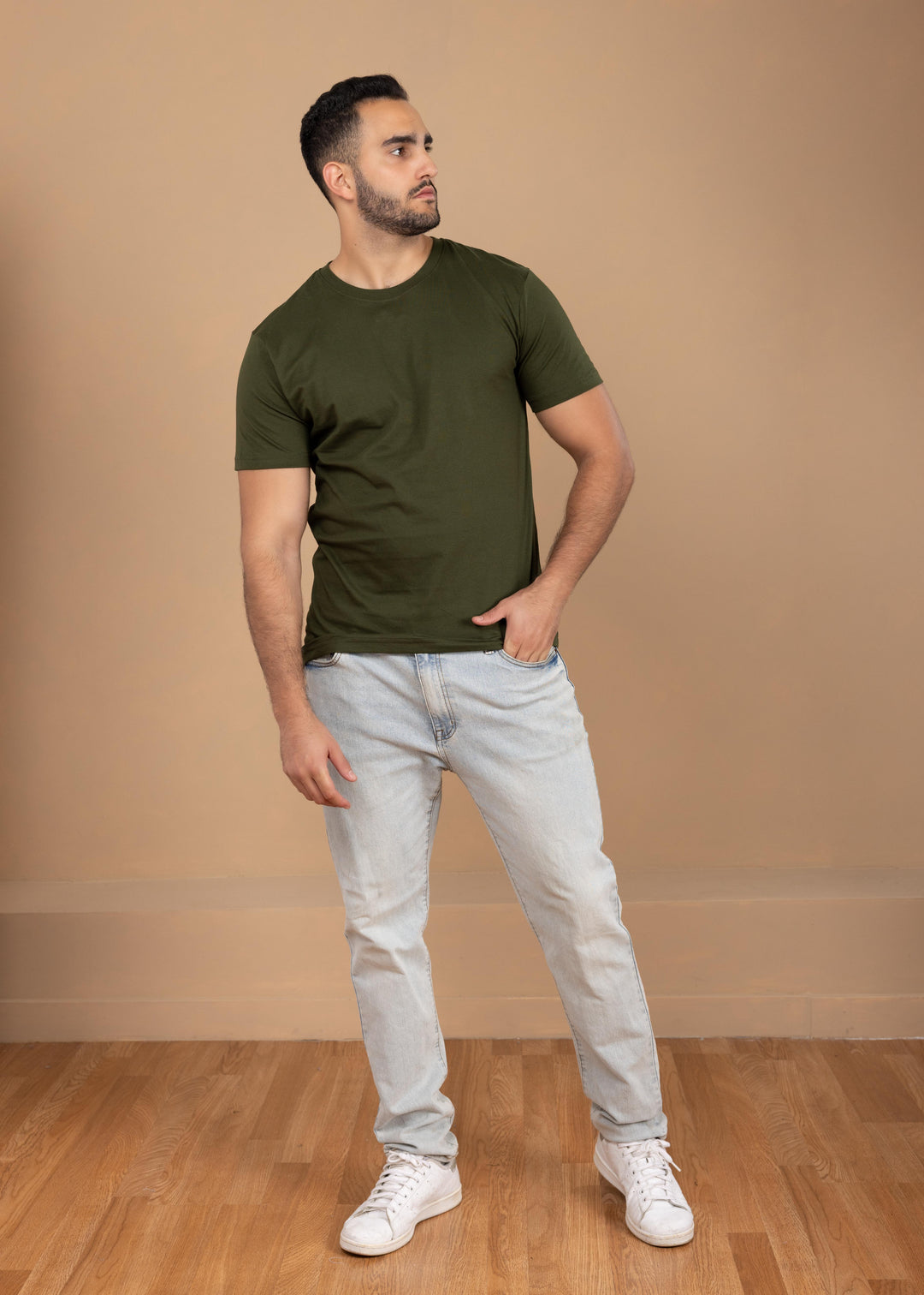 Solid Color Crew Neck T-Shirt