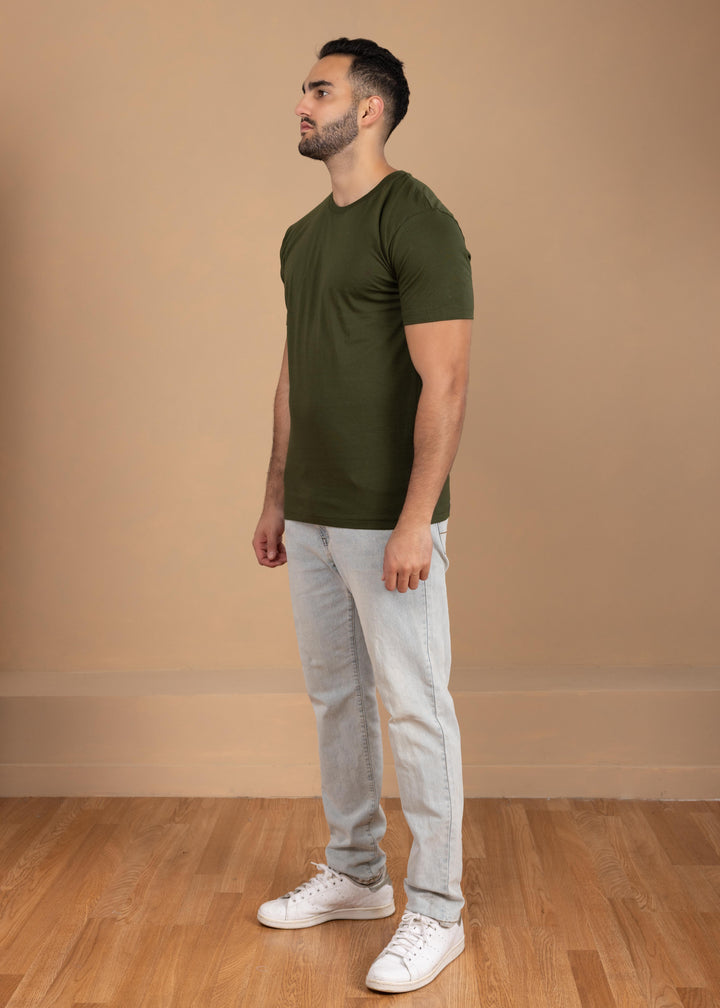 Solid Color Crew Neck T-Shirt