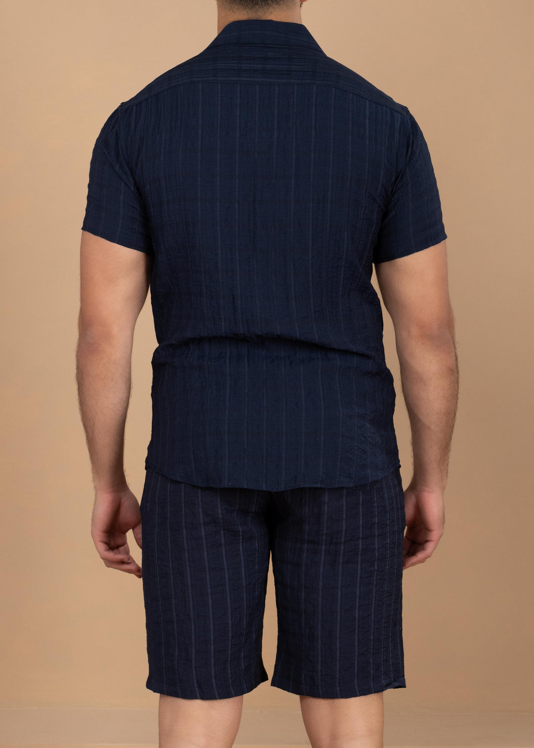 Crinkled Cotton-Linen Shirt & Shorts Set