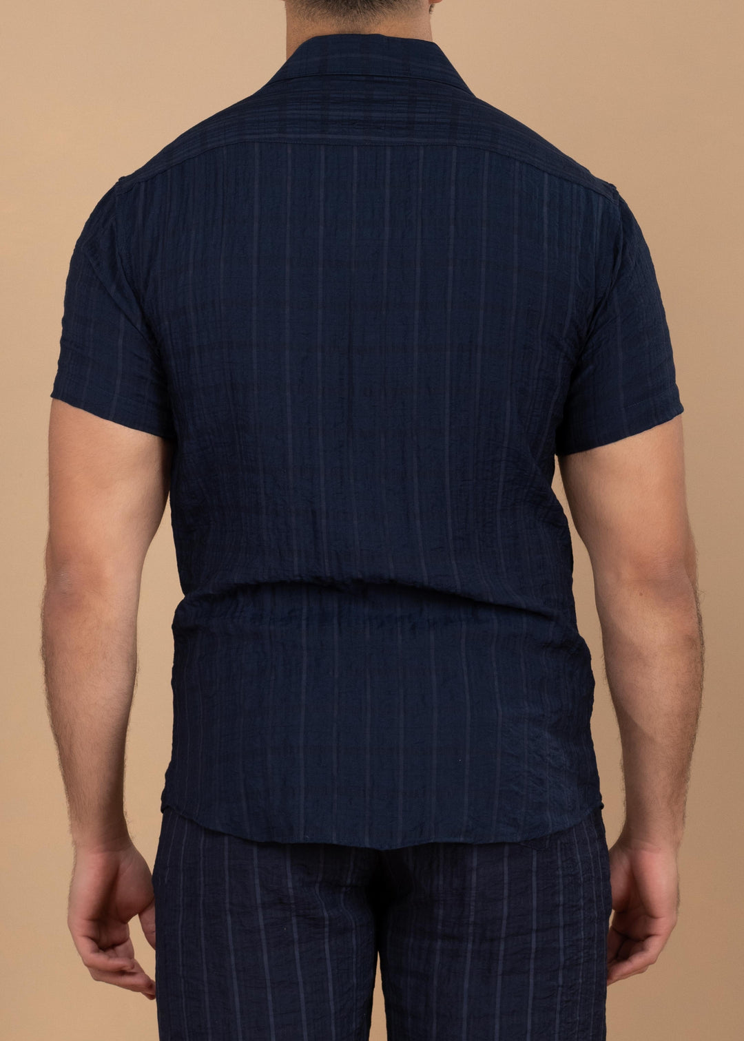 Crinkled Cotton-Linen Short Sleeve Shirt