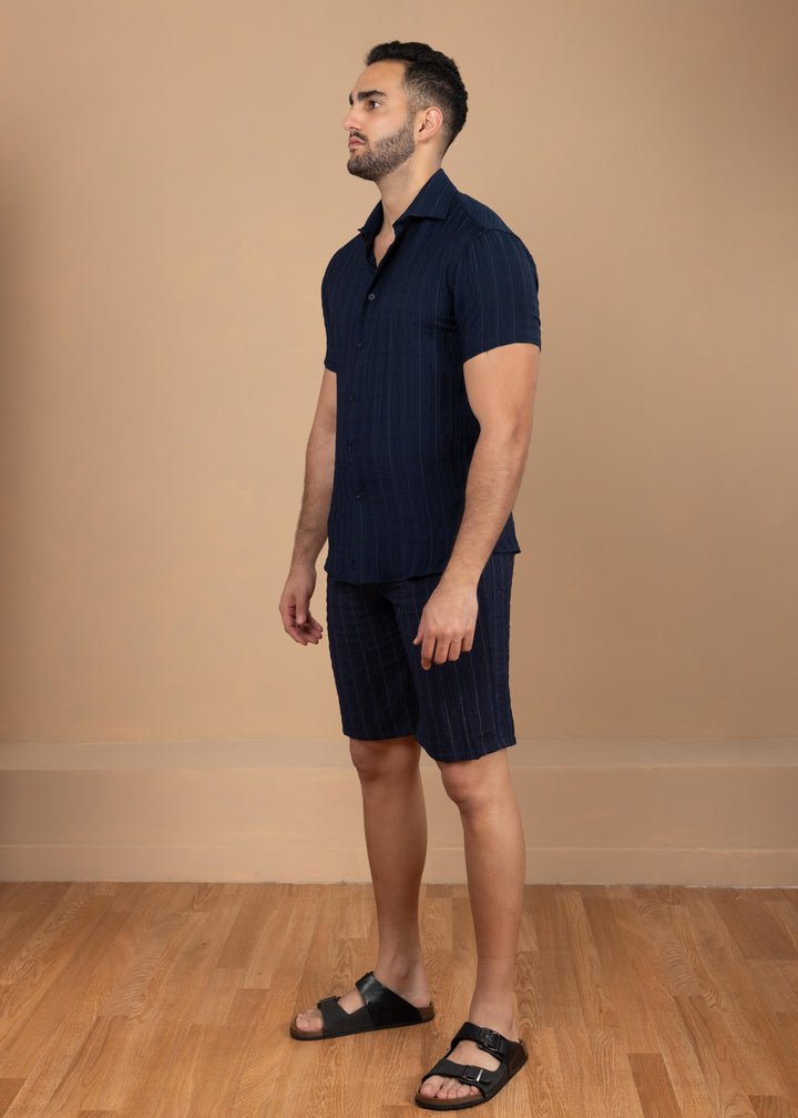 Crinkled Cotton-Linen Drawstring Shorts