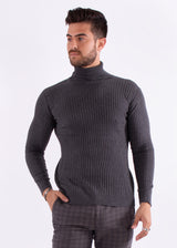 Ribbed Turtleneck Sweater Charcoal Grey