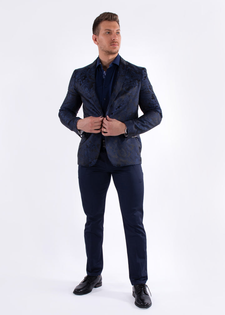 Navy Jacquard Evening Blazer