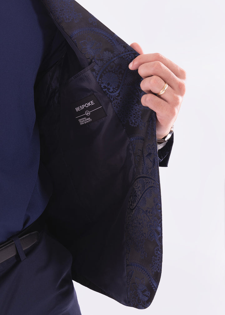 Navy Jacquard Evening Blazer