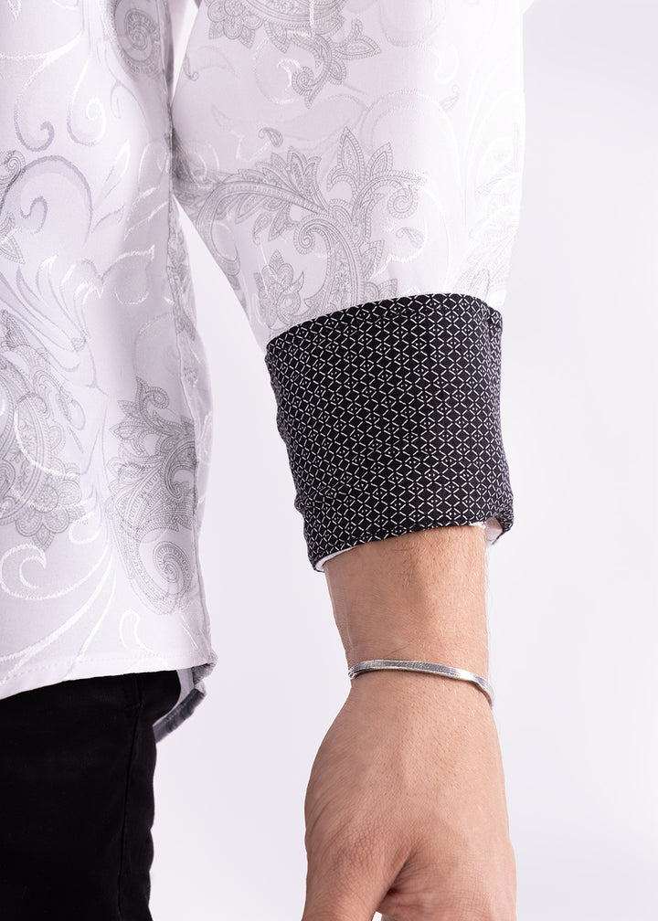 Fog Smudge Long Sleeve Dress Shirt White