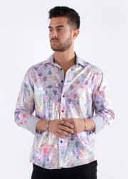 Iridescent Rainbow Fleur Long Sleeve Dress Shirt