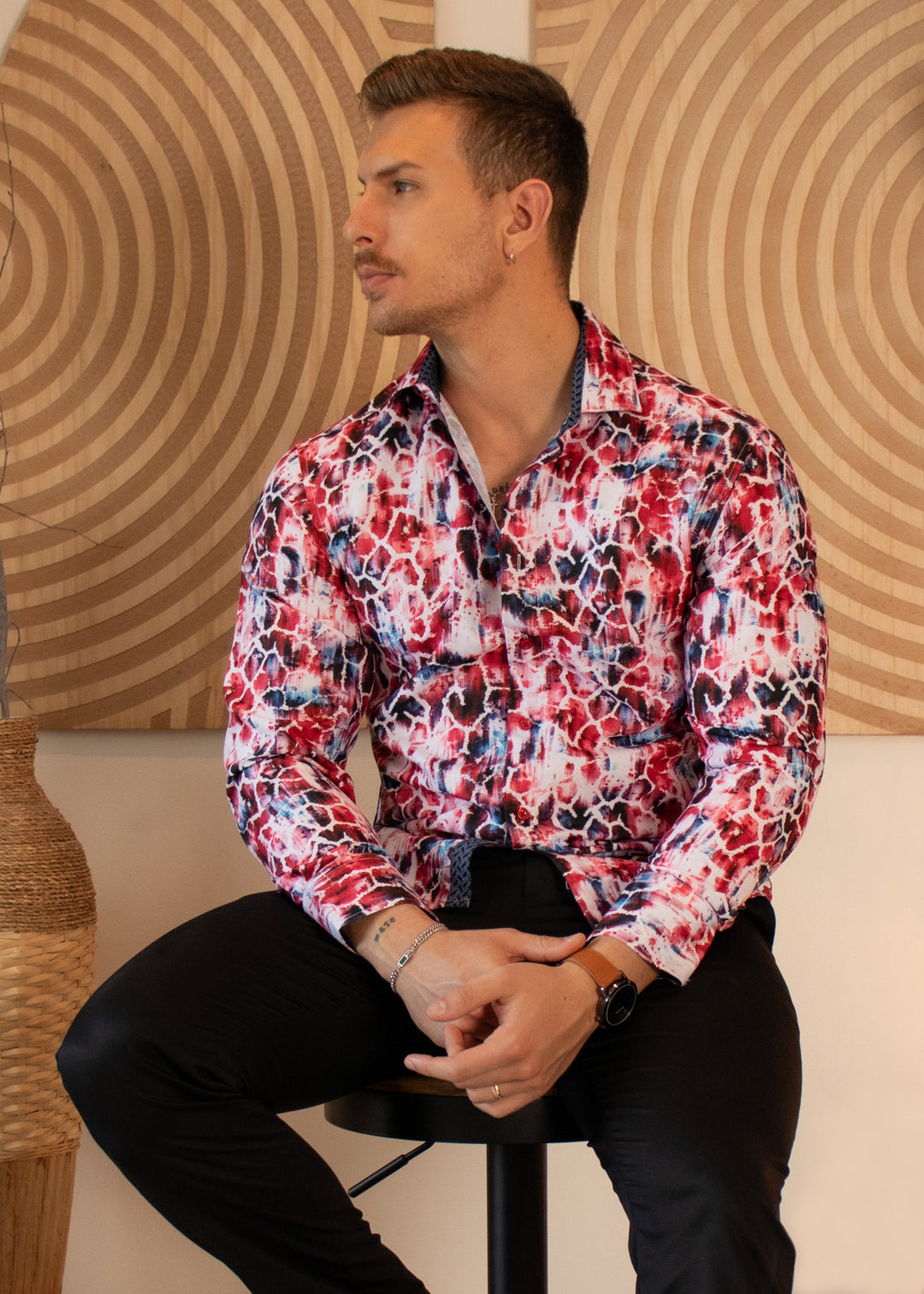 multicolor dress shirt Men's Cutaway Collar Multicolor Paisley Shirt Vibrant Printed Holiday Weekend Party Dress Shirt Smart Casual Stylish Vacation Top