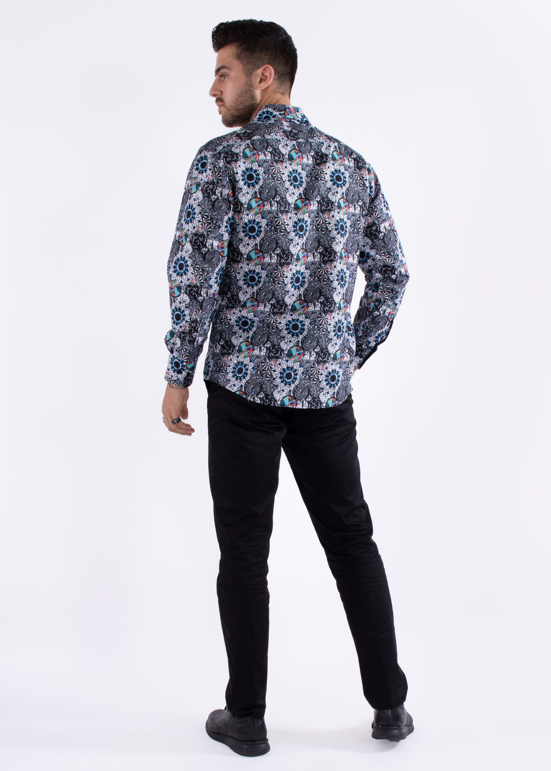 Colored Shapes Long Sleeve Dress Shirt White / SM