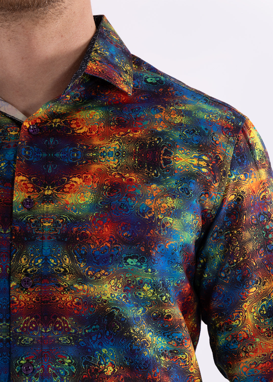 Multicolor Patterned Long Sleeve Dress Shirt