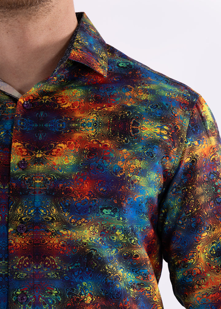 Multicolor Patterned Long Sleeve Dress Shirt