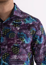 Arcade Print Purple Long Sleeve Dress Shirt