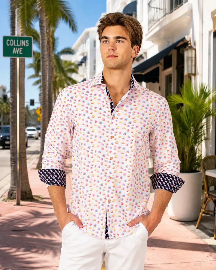 Colored Button Up Long Sleeve Dress Shirt