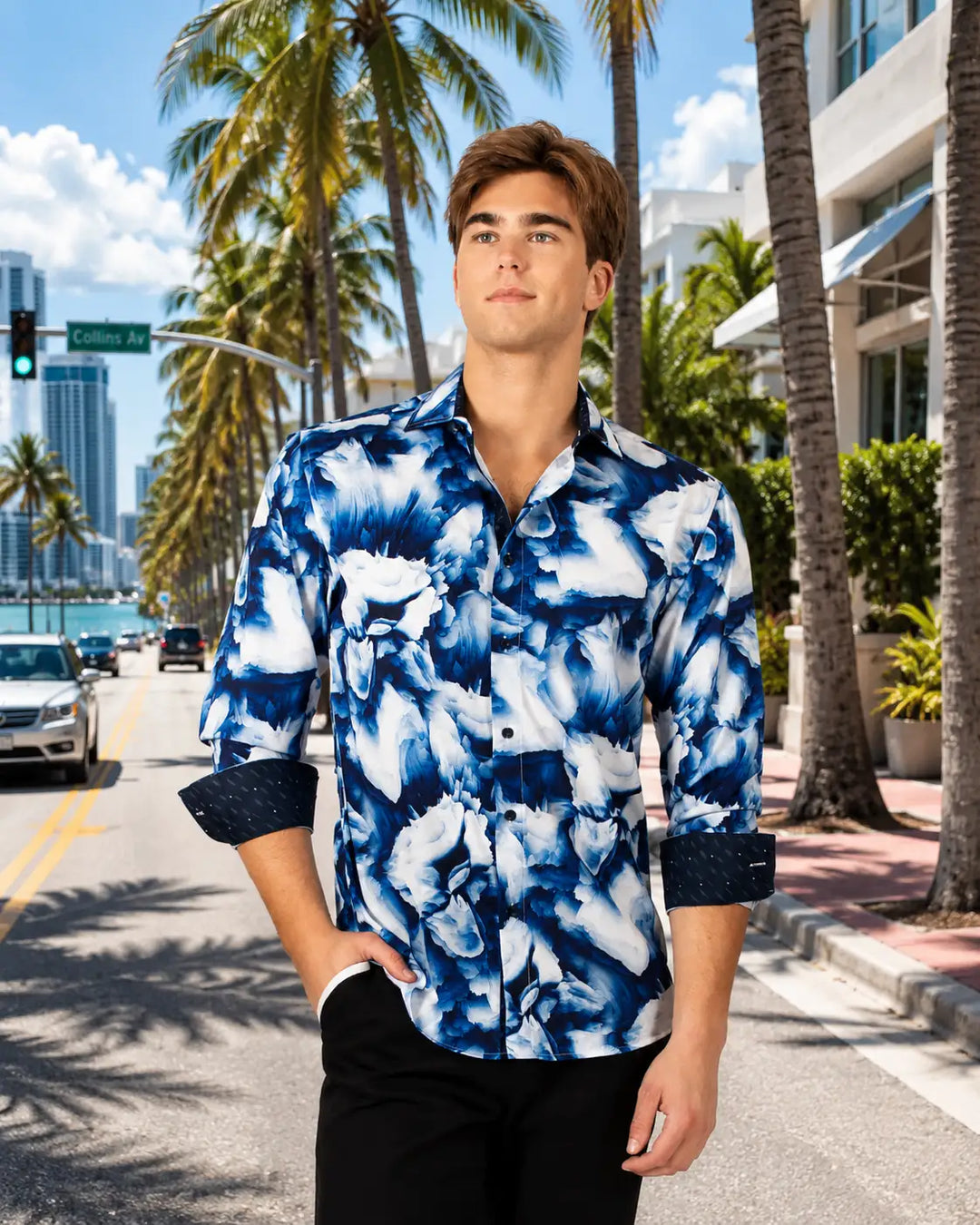 Brushed Blue Long Sleeve Dress Shirt