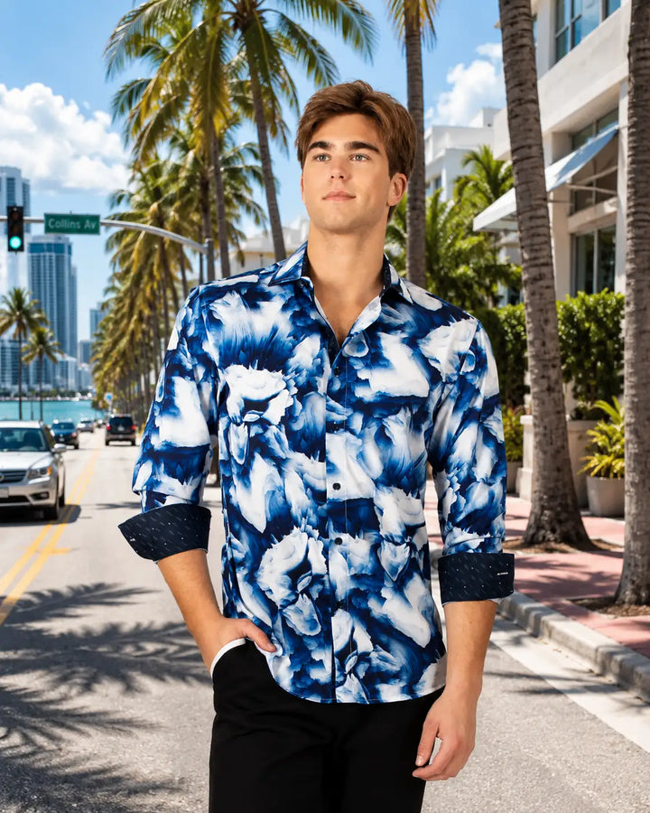 Brushed Blue Long Sleeve Dress Shirt