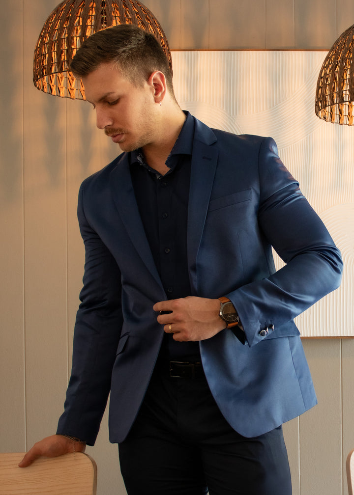 Satin Navy Evening Blazer