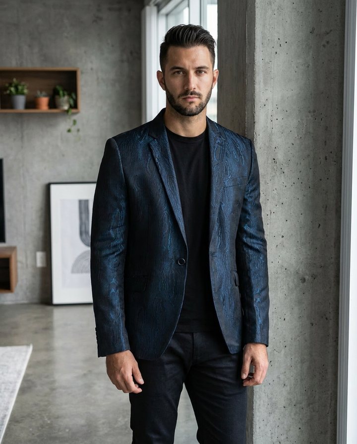 Blue Green Python Evening Blazer