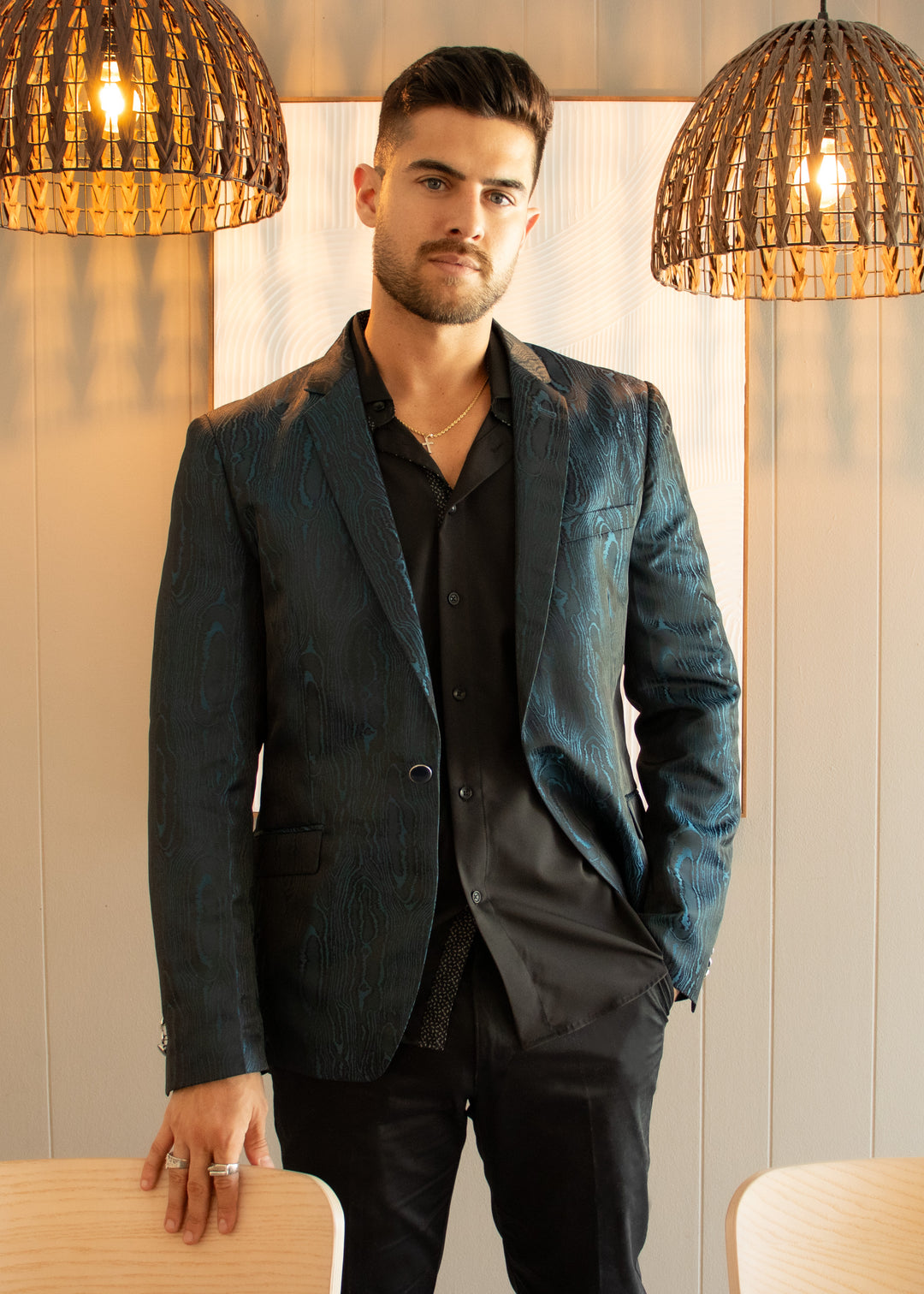 Blue Green Python Evening Blazer