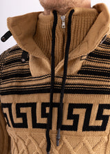 Quarter Zip Cable Knit Pullover Sweater Beige