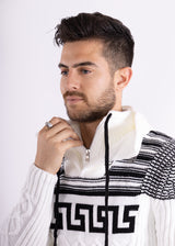 Quarter Zip Cable Knit Pullover Sweater White