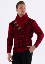 High-Neck Pullover Sweater Red