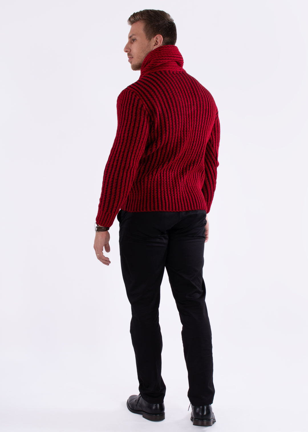 High-Neck Pullover Sweater Red