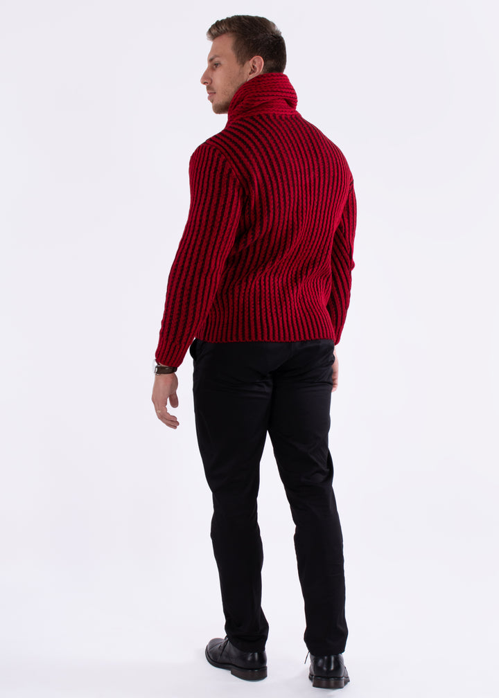 High-Neck Pullover Sweater Red