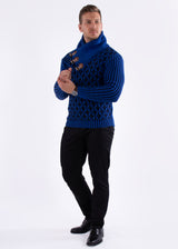 High-Neck Pullover Sweater Royal Blue