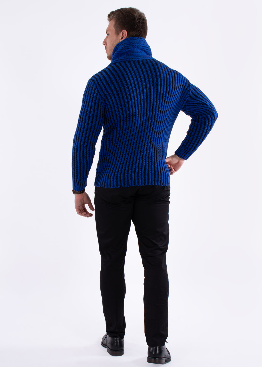 High-Neck Pullover Sweater Royal Blue