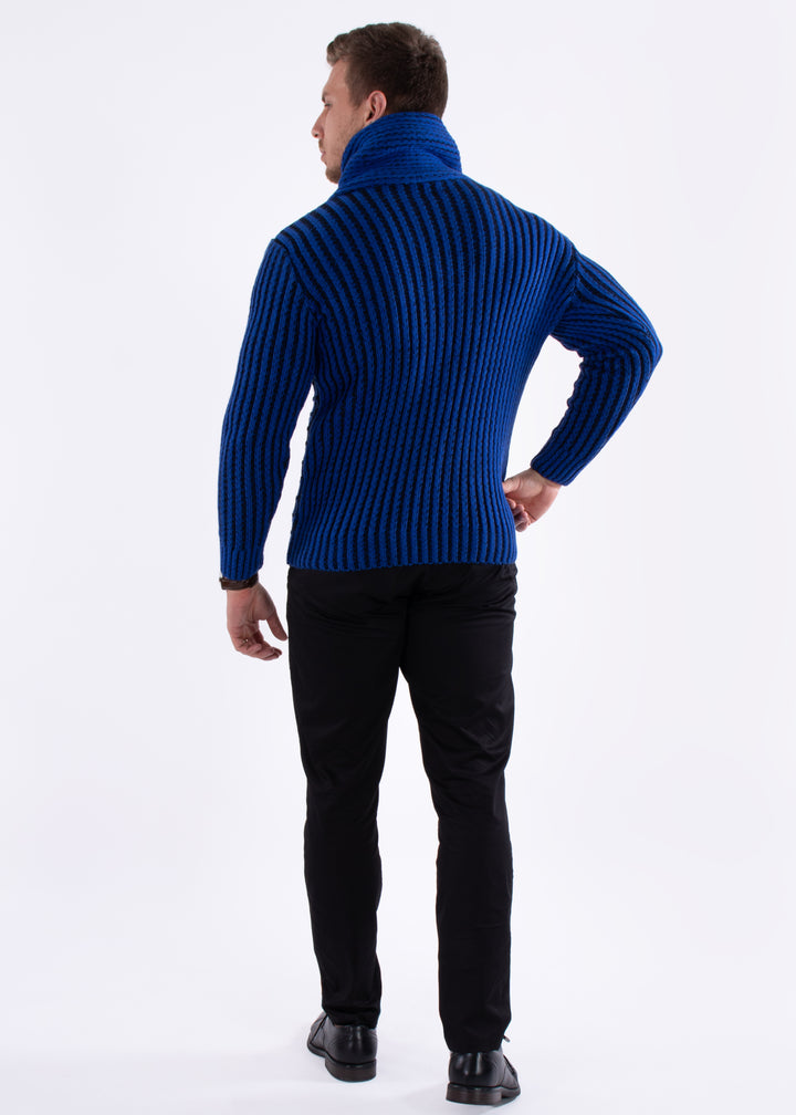 High-Neck Pullover Sweater Royal Blue