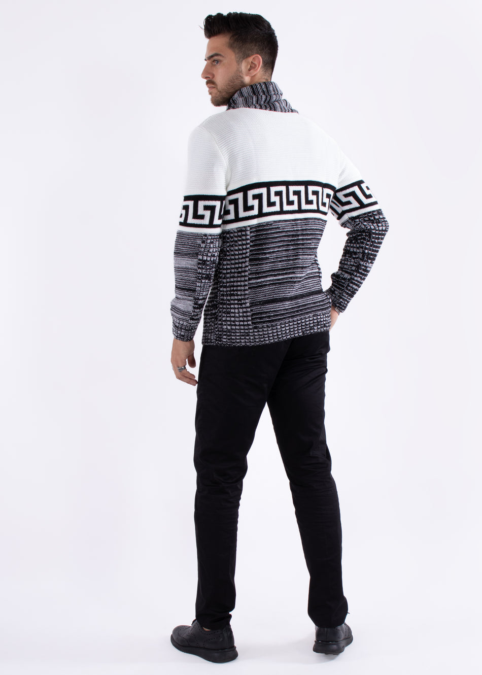 High-Neck Pullover Sweater White