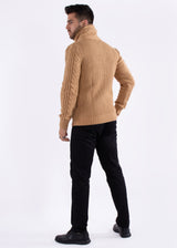 Fur-Lined Collar Button Up Sweater Beige