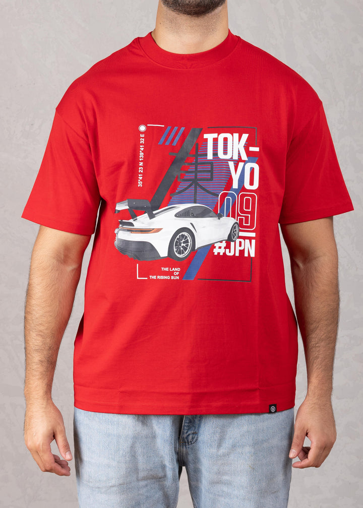 Tokyo White Race Car Oversized Cotton T-Shirt